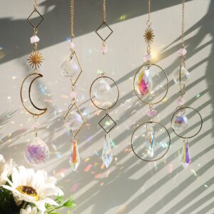 Suncatcher Hanging Crystal Moon Catcher Pendants Wind Chimes Rainbow Prism Window Drop Bell Christmas Tree Home Decor Kristalle